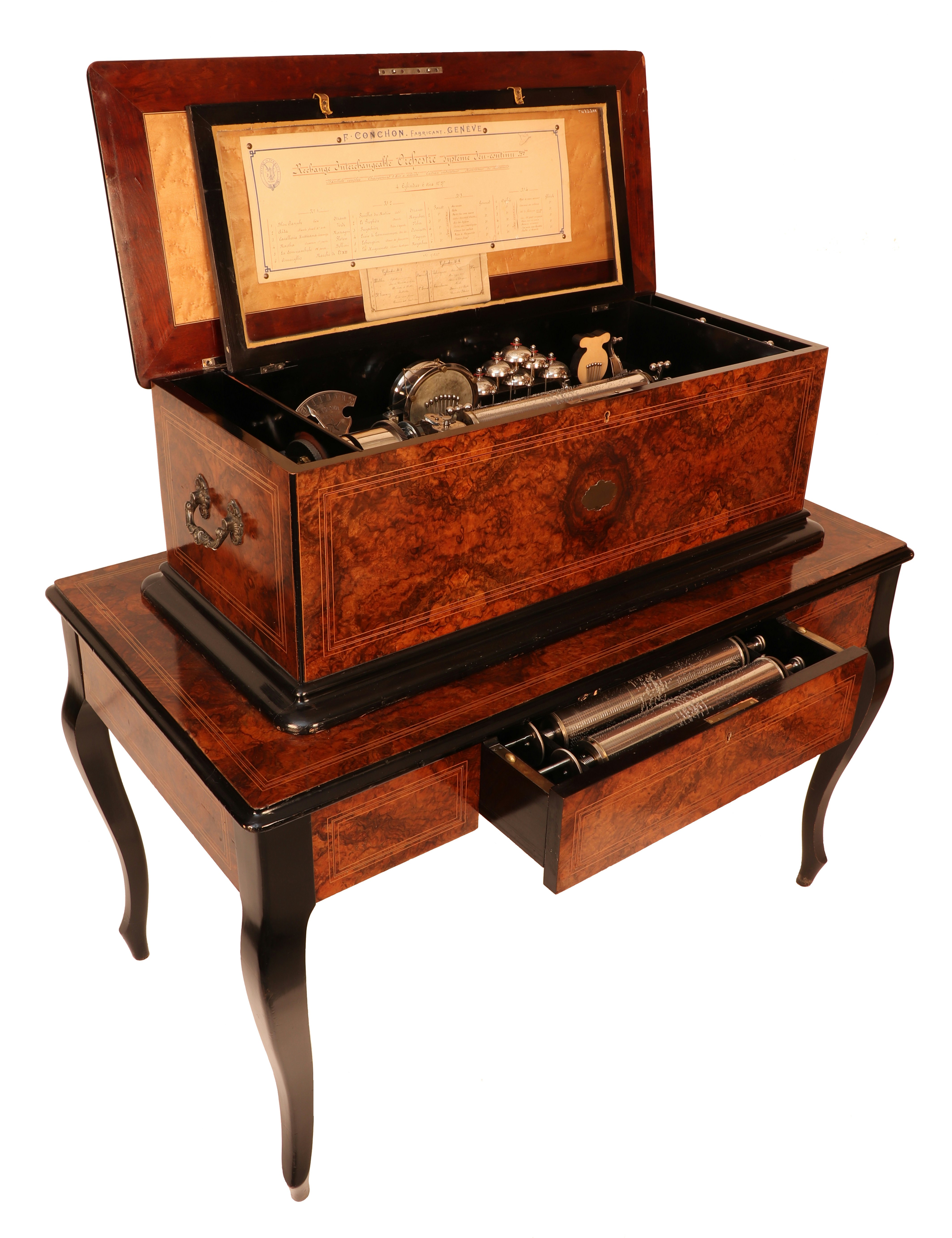 Musikdose auf Tisch im Stil der Belle-Époque.